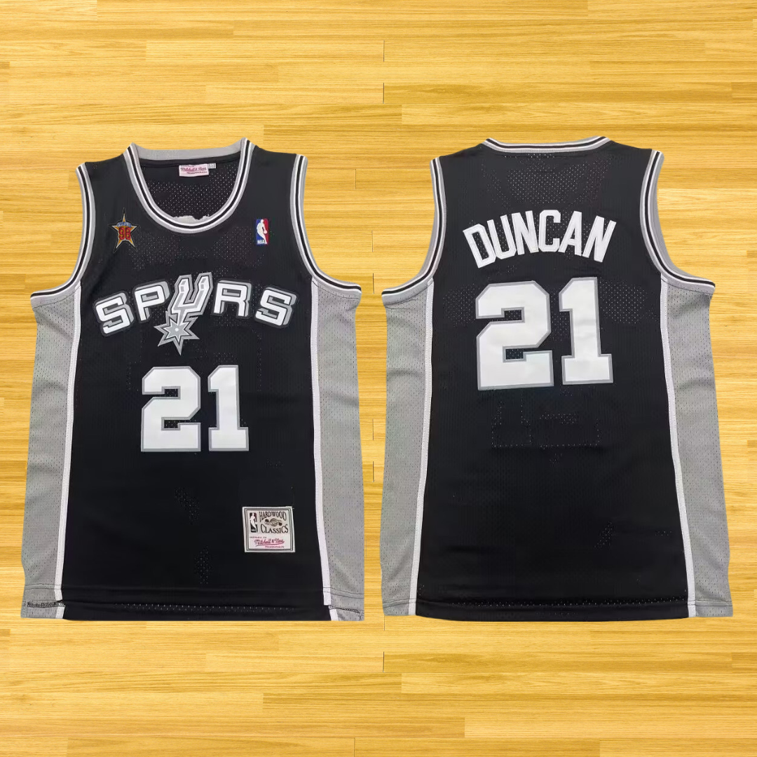 Spurs - Tim Duncan - Retro Jersey - Black