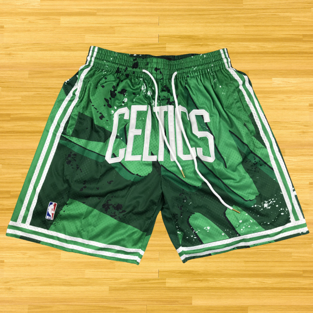 Celtics - Retro Shorts - Green Spray