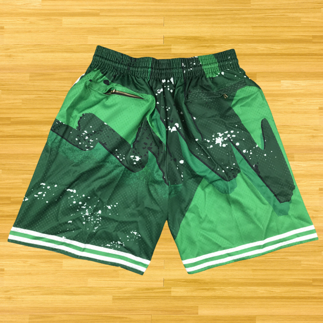 Celtics - Retro Shorts - Green Spray