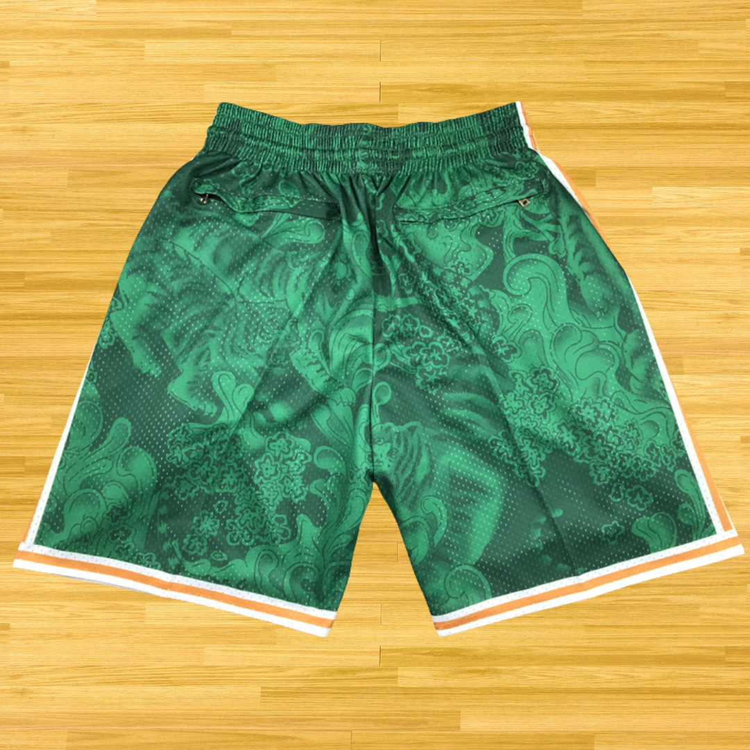 Celtics - Retro Shorts - Green Flames